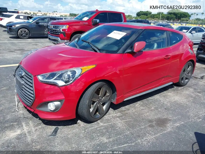 2016 HYUNDAI VELOSTER VIN KMHTC6AE2GU292380 — фото 2