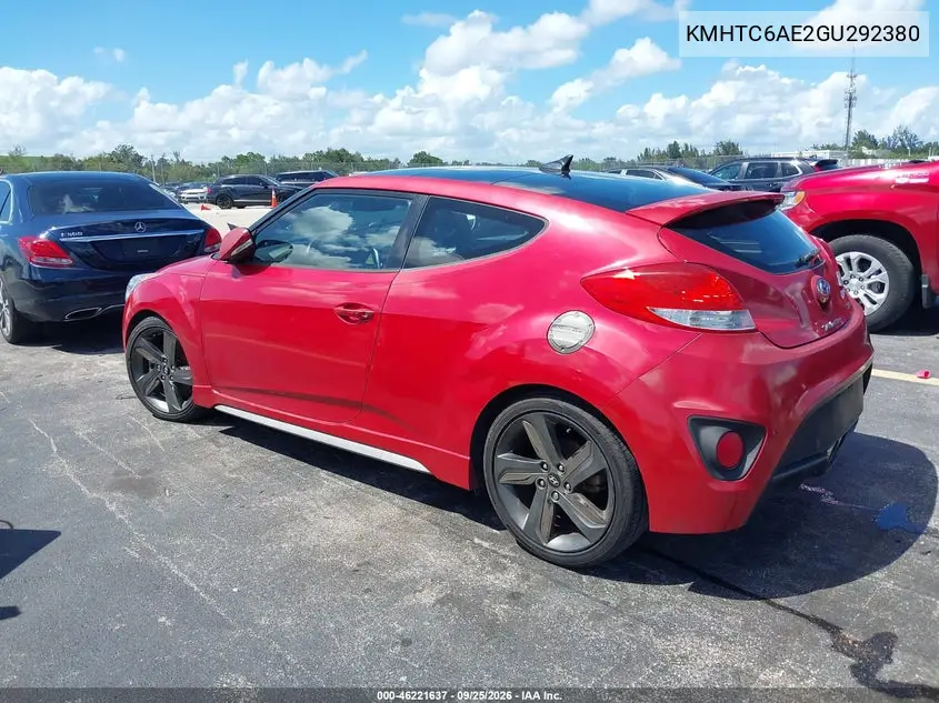 2016 HYUNDAI VELOSTER VIN KMHTC6AE2GU292380 — фото 3