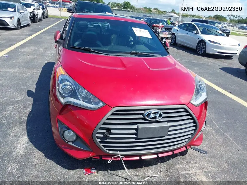2016 HYUNDAI VELOSTER VIN KMHTC6AE2GU292380 — фото 6