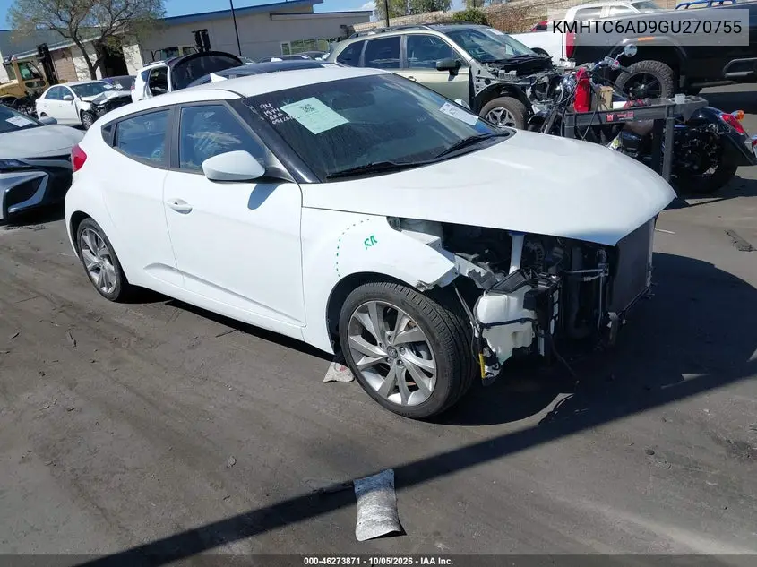 HYUNDAI VELOSTER 2016, VIN KMHTC6AD9GU270755