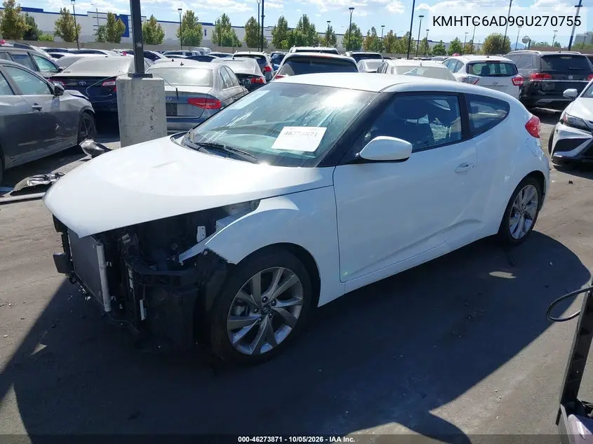 2016 HYUNDAI VELOSTER VIN KMHTC6AD9GU270755 — фото 2