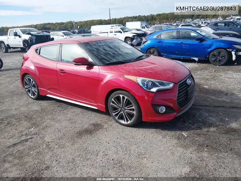 HYUNDAI VELOSTER 2016, VIN KMHTC6AE2GU287843