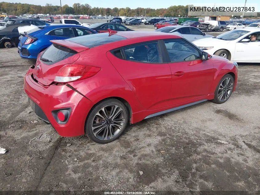 2016 HYUNDAI VELOSTER VIN KMHTC6AE2GU287843 — фото 4