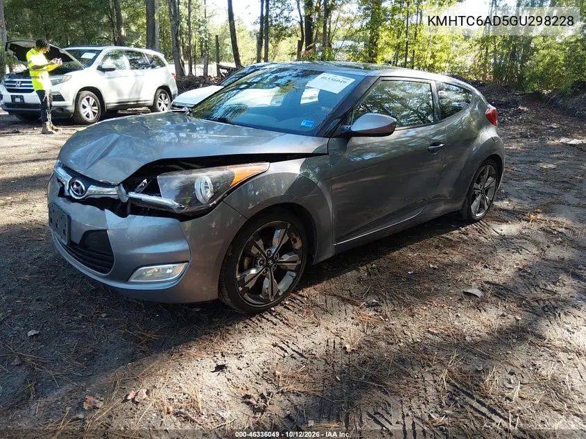 2016 HYUNDAI VELOSTER VIN KMHTC6AD5GU298228 — фото 2