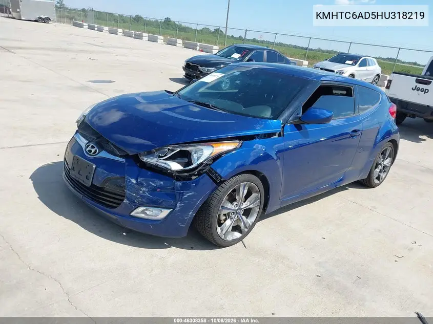 2017 HYUNDAI VELOSTER VIN KMHTC6AD5HU318219 — фото 2