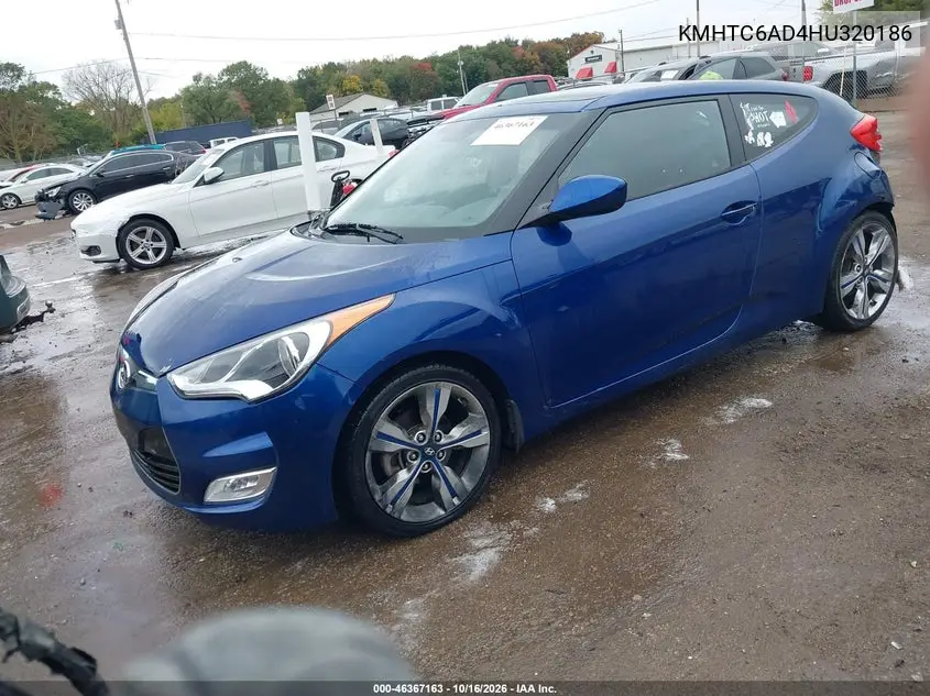 2017 HYUNDAI VELOSTER VIN KMHTC6AD4HU320186 — фото 2