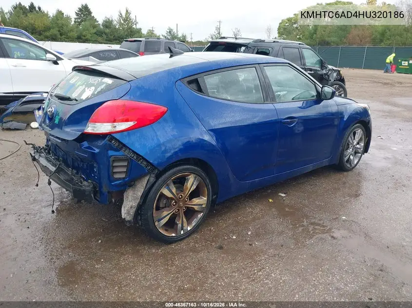 2017 HYUNDAI VELOSTER VIN KMHTC6AD4HU320186 — фото 4