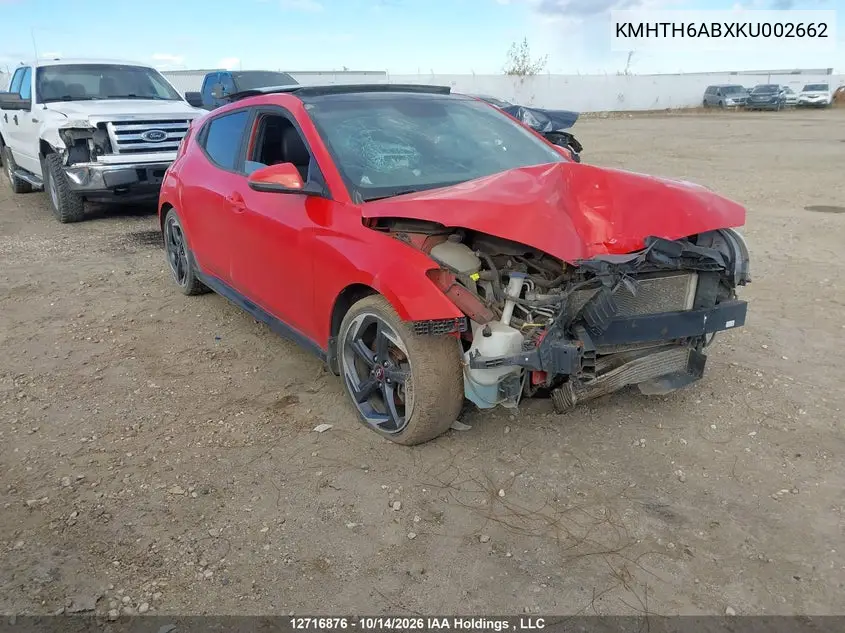 HYUNDAI VELOSTER 2019, VIN KMHTH6ABXKU002662