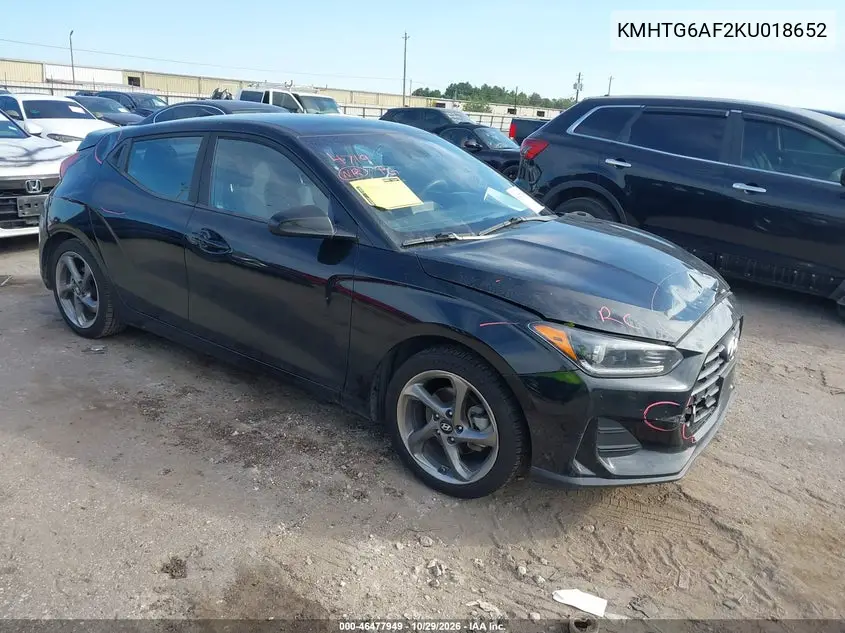 HYUNDAI VELOSTER 2019, VIN KMHTG6AF2KU018652