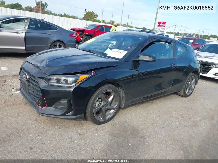 2019 HYUNDAI VELOSTER VIN KMHTG6AF2KU018652 — фото 2