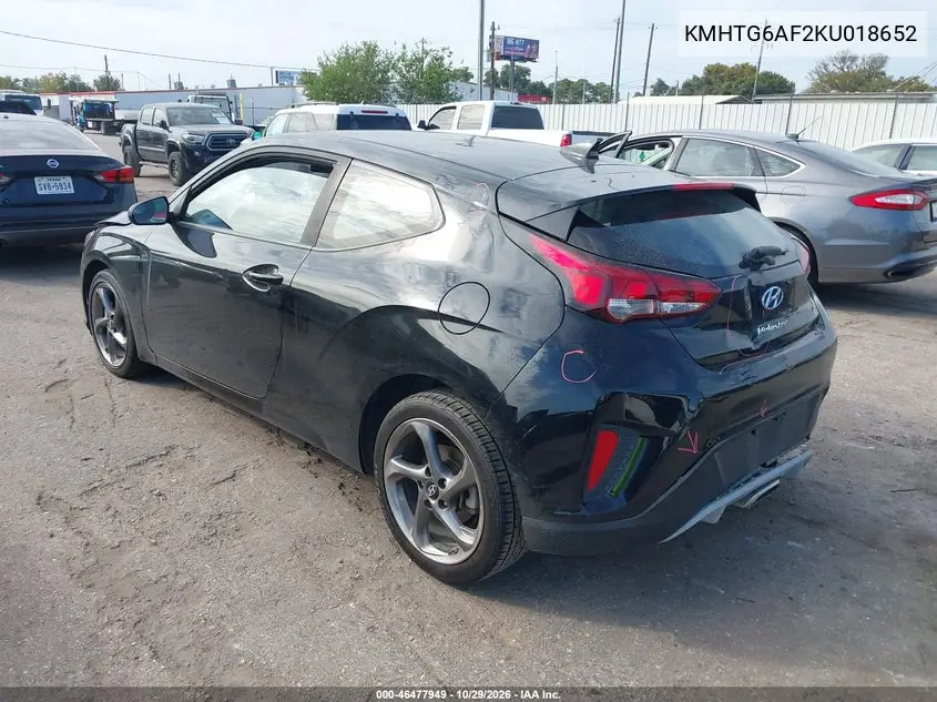 2019 HYUNDAI VELOSTER VIN KMHTG6AF2KU018652 — фото 3