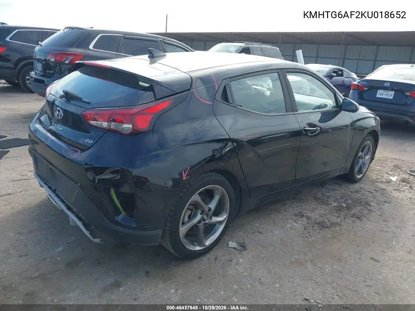 2019 HYUNDAI VELOSTER VIN KMHTG6AF2KU018652 — фото 4