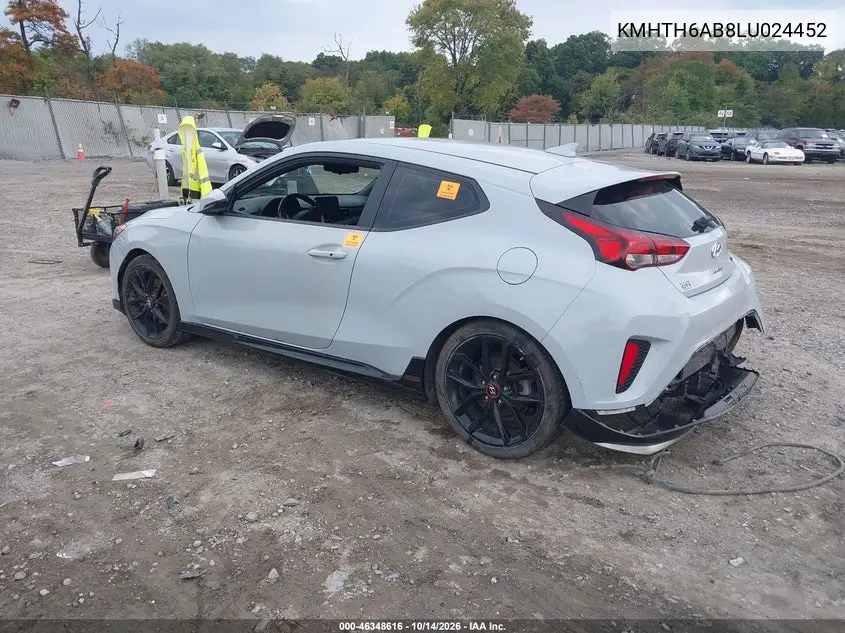 2020 HYUNDAI VELOSTER VIN KMHTH6AB8LU024452 — фото 3