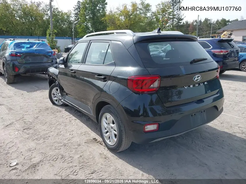 2021 HYUNDAI VENUE VIN KMHRC8A39MU107760 — фото 3