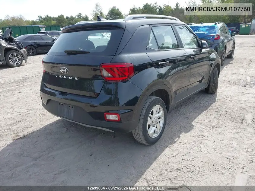2021 HYUNDAI VENUE VIN KMHRC8A39MU107760 — фото 4