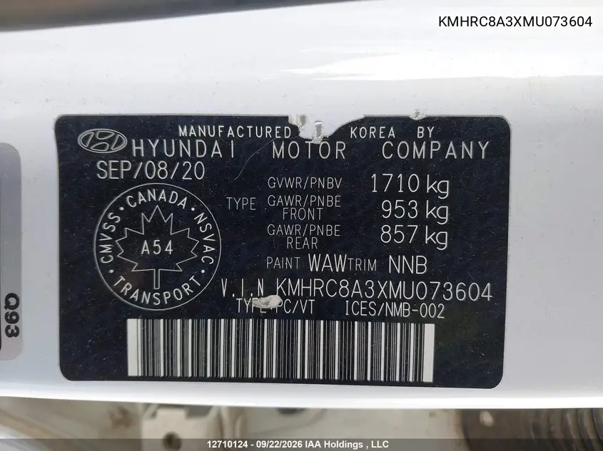 2021 HYUNDAI VENUE VIN KMHRC8A3XMU073604 — фото 19