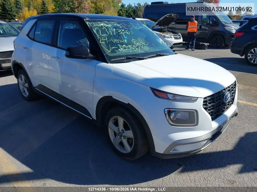 HYUNDAI VENUE 2021, VIN KMHRB8A32MU109692