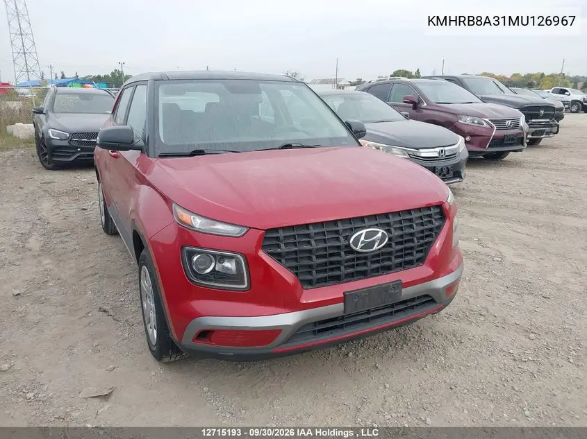 HYUNDAI VENUE 2021, VIN KMHRB8A31MU126967