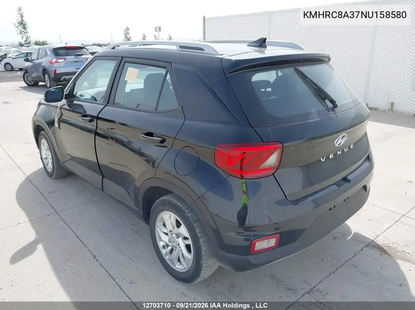 2022 HYUNDAI VENUE VIN KMHRC8A37NU158580 — фото 3