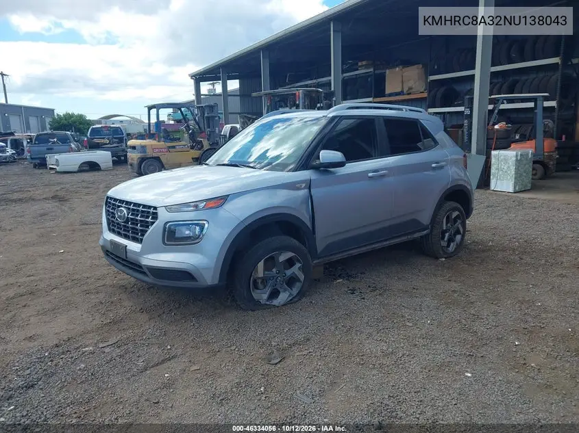 2022 HYUNDAI VENUE VIN KMHRC8A32NU138043 — фото 2