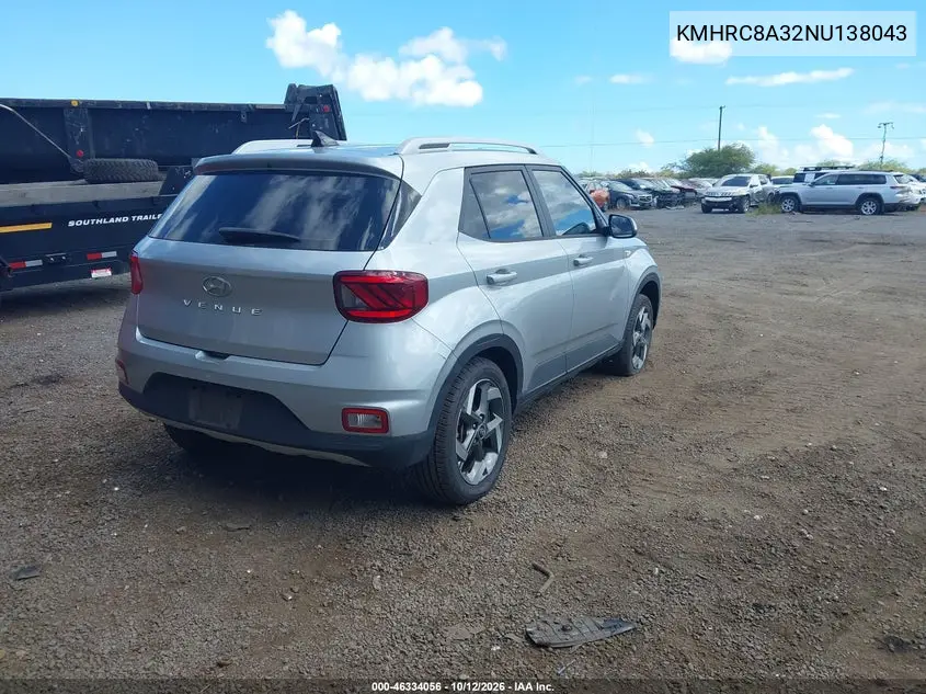 2022 HYUNDAI VENUE VIN KMHRC8A32NU138043 — фото 4