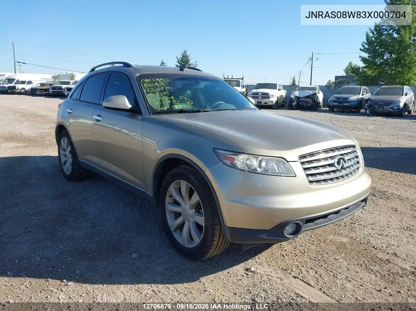 INFINITI FX 2003, VIN JNRAS08W83X000704