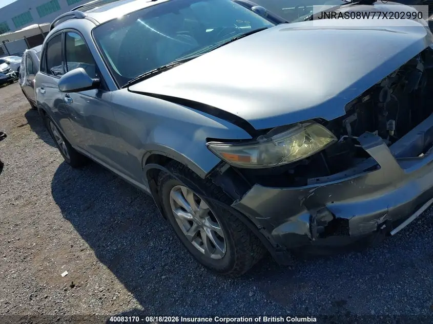 INFINITI FX 2007, VIN JNRAS08W77X202990