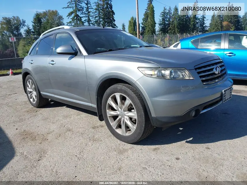 INFINITI FX 2008, VIN JNRAS08W68X210080