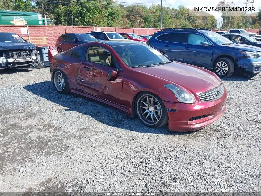 INFINITI G 2005, VIN JNKCV54E85M400288