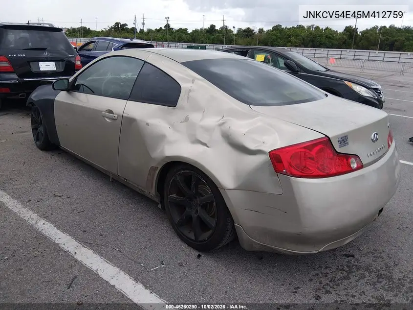 2005 INFINITI G VIN JNKCV54E45M412759 — фото 3