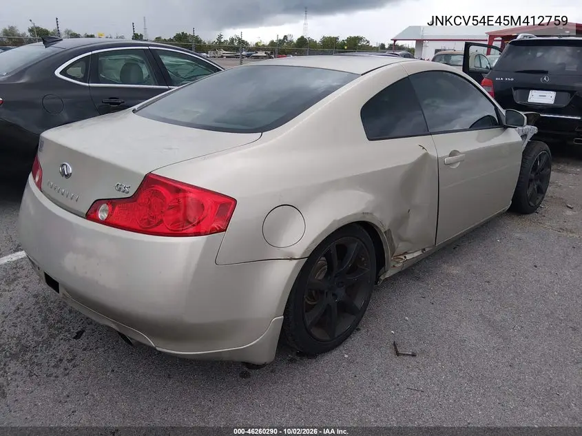 2005 INFINITI G VIN JNKCV54E45M412759 — фото 4