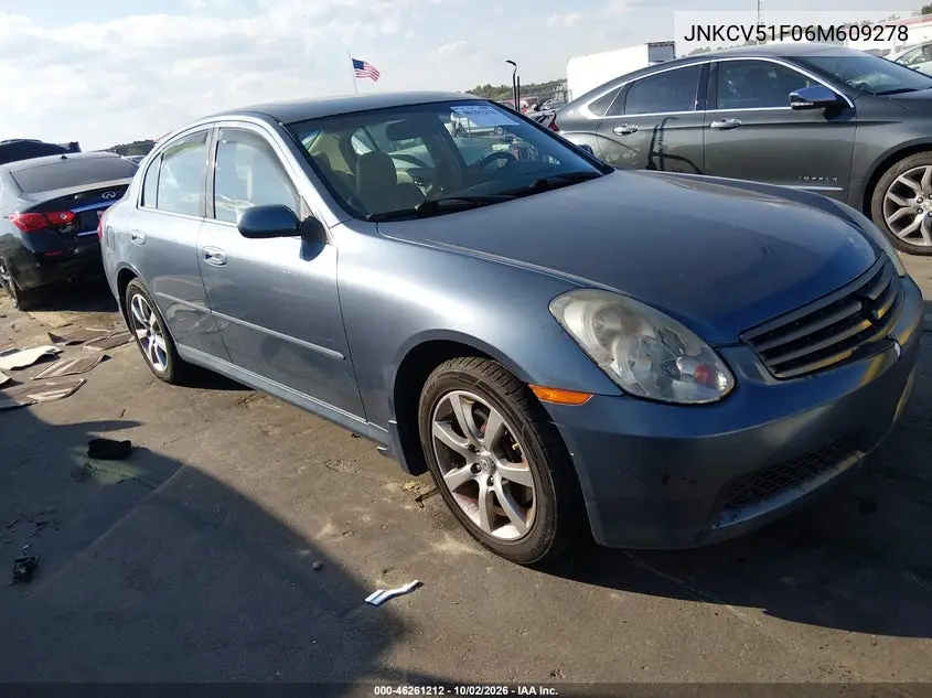 INFINITI G 2006, VIN JNKCV51F06M609278