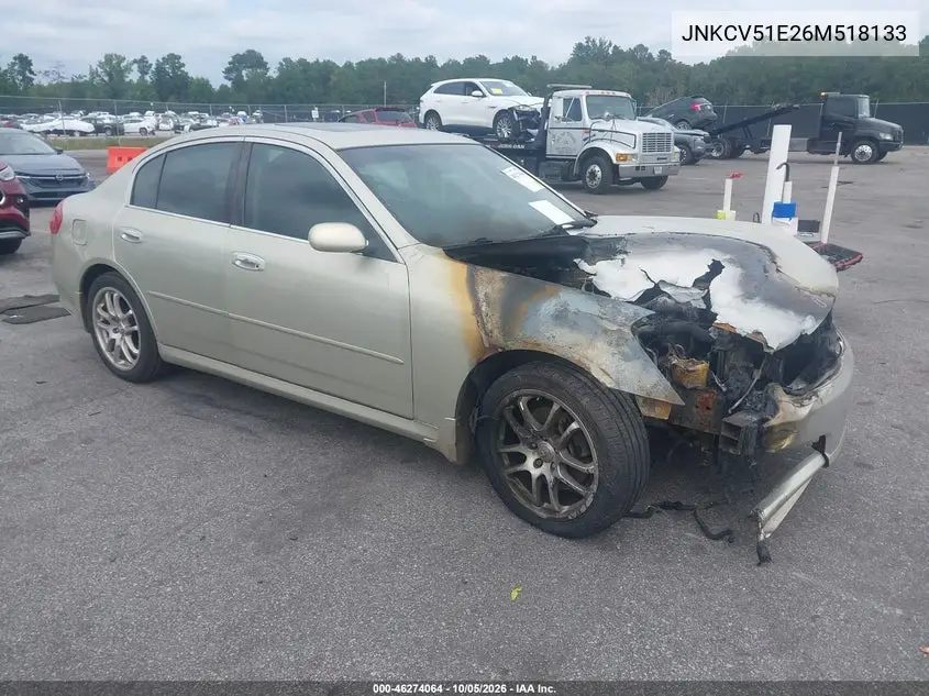 INFINITI G 2006, VIN JNKCV51E26M518133