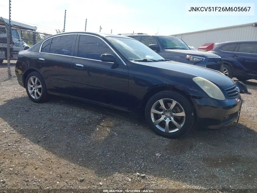 INFINITI G 2006, VIN JNKCV51F26M605667