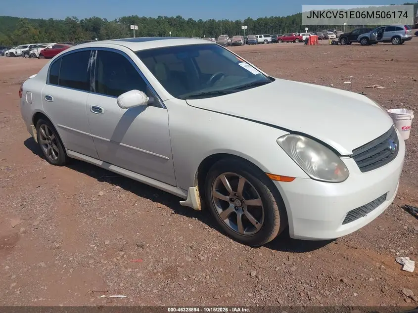 INFINITI G 2006, VIN JNKCV51E06M506174