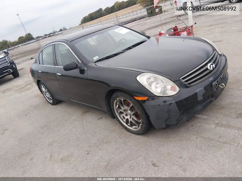 INFINITI G 2006, VIN JNKCV51E06M508992