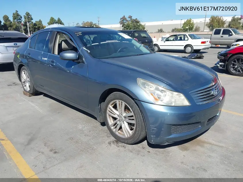 INFINITI G 2007, VIN JNKBV61E17M720920
