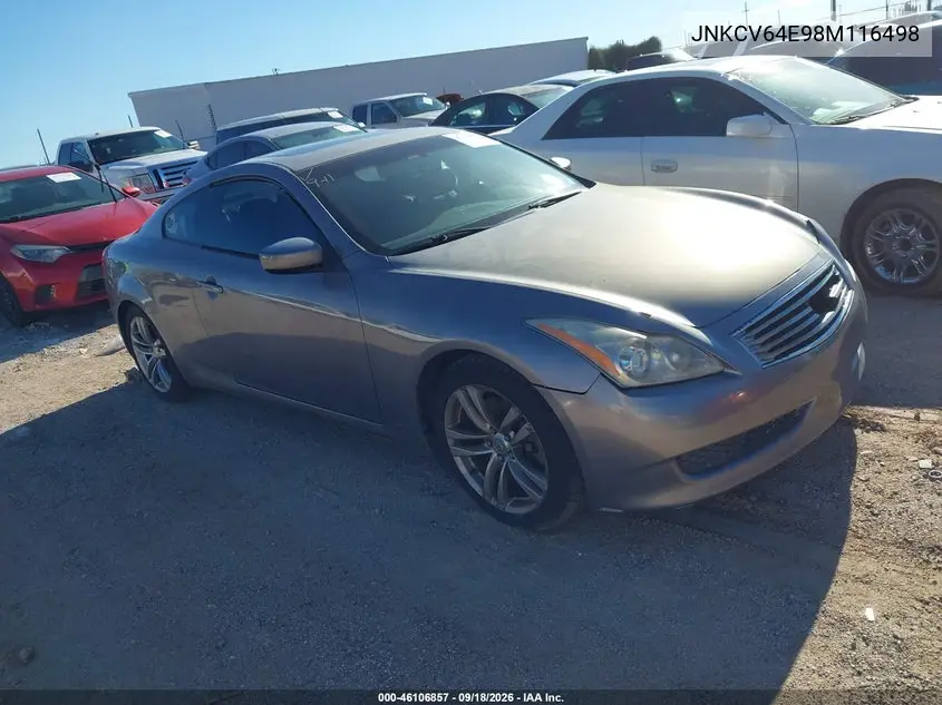 INFINITI G 2008, VIN JNKCV64E98M116498