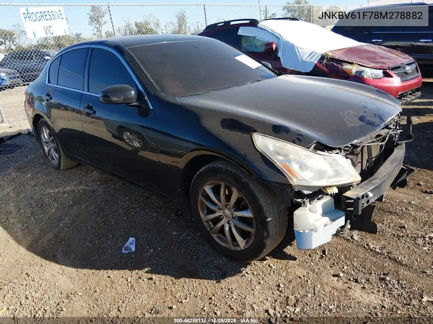 INFINITI G 2008, VIN JNKBV61F78M278882