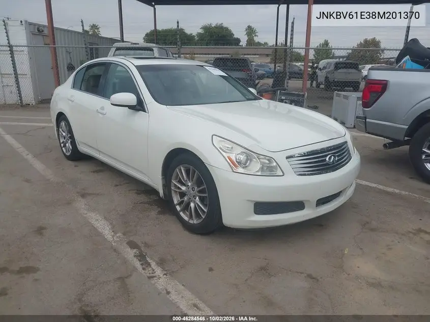 INFINITI G 2008, VIN JNKBV61E38M201370