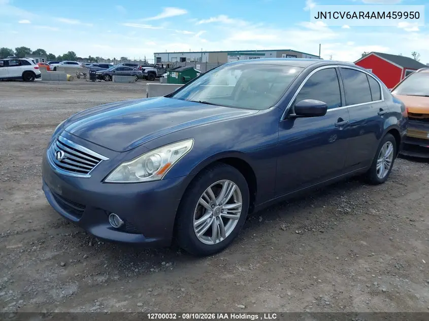 2010 INFINITI G VIN JN1CV6AR4AM459950 — фото 2
