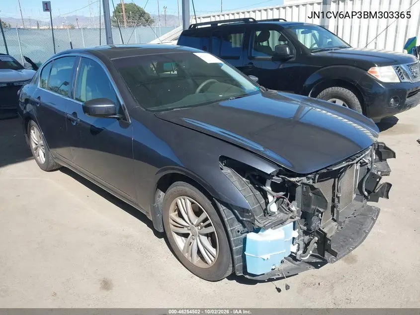 INFINITI G 2011, VIN JN1CV6AP3BM303365