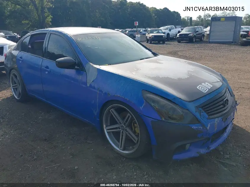 INFINITI G 2011, VIN JN1CV6AR3BM403015