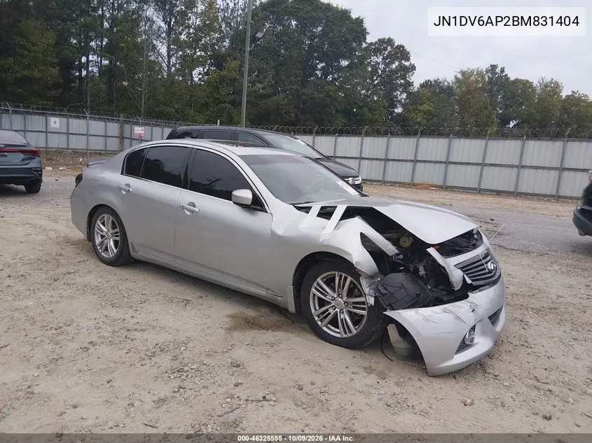 INFINITI G 2011, VIN JN1DV6AP2BM831404