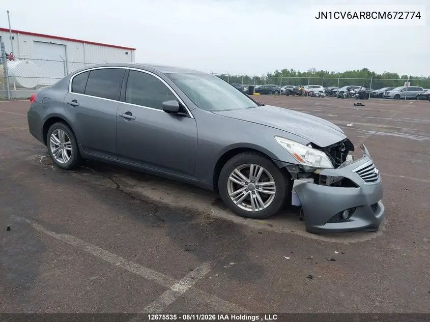 INFINITI G 2012, VIN JN1CV6AR8CM672774