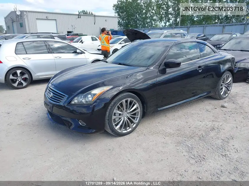 2012 INFINITI G VIN JN1CV6FE2CM203718 — фото 2