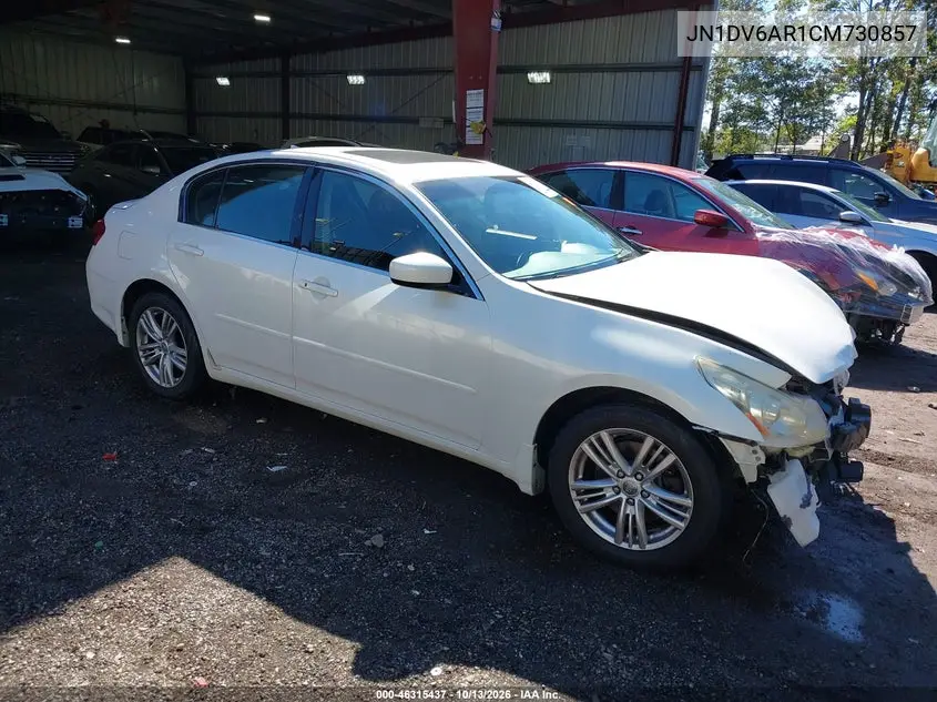 INFINITI G 2012, VIN JN1DV6AR1CM730857