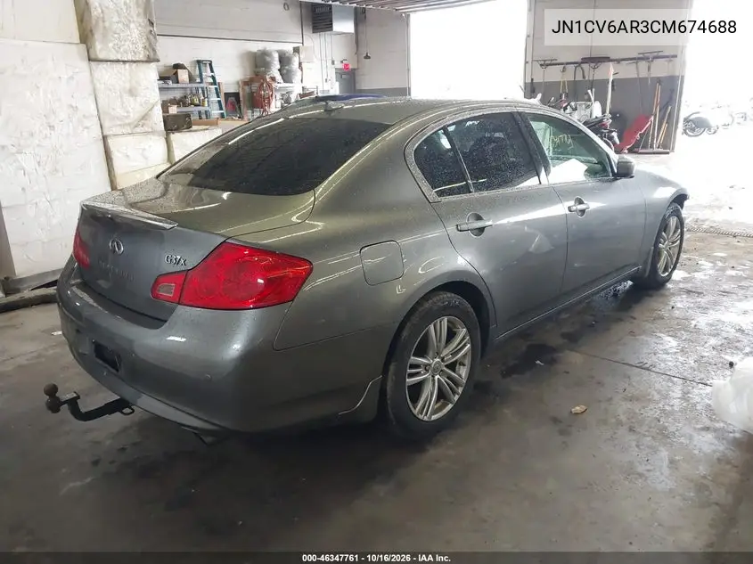 2012 INFINITI G VIN JN1CV6AR3CM674688 — фото 4