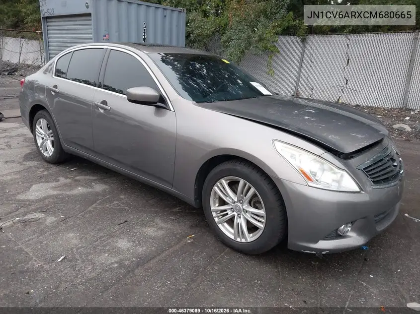 INFINITI G 2012, VIN JN1CV6ARXCM680665