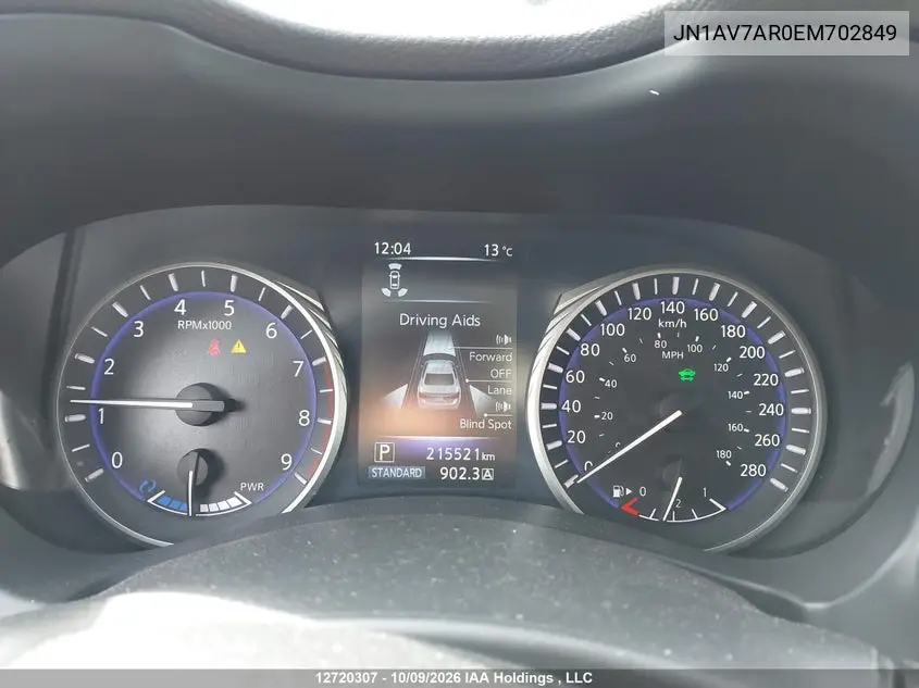 2014 INFINITI Q50 VIN JN1AV7AR0EM702849 — фото 7